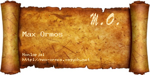 Max Ormos névjegykártya